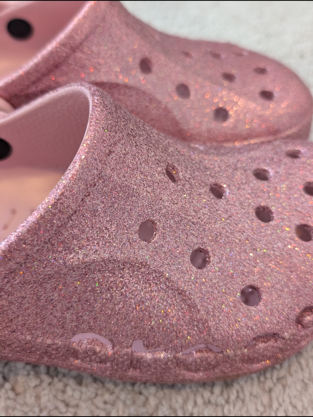 Crocs Baya Pink Glitter Clogs US Women's 7 or Men's 5 Sparkle Barbie Classic - Picture 5 of 13